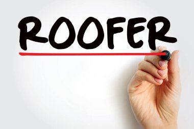 Roofer - a person who constructs or repairs roofs, text concept for presentations and reports clipart