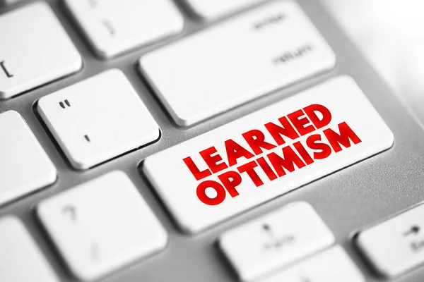 Nauczony Optymizm Rozwijanie Możliwości Postrzegania Świata Pozytywnego Punktu Widzenia Przycisk — Zdjęcie stockowe