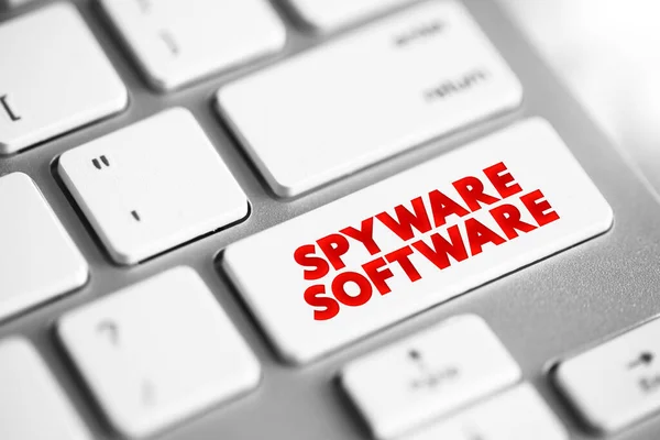 Spyware Yazılım - klavyede bir kişi veya organizasyon hakkında bilgi toplamayı amaçlayan kötü niyetli yazılım, metin kavramı düğmesi