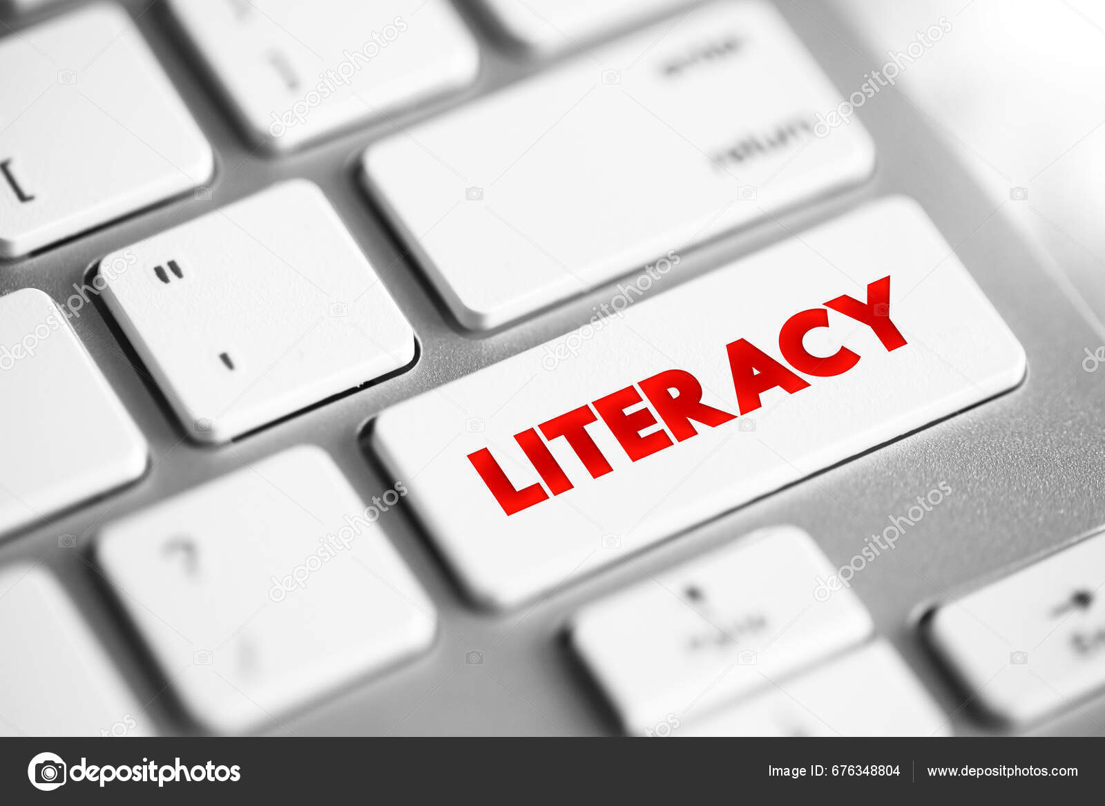 Literacy Ability Read Write Speak Listen Text Concept Button Keyboard ...