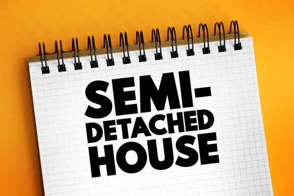Semi-detached House is a single family duplex dwelling house that shares one common wall with the next house, text concept background