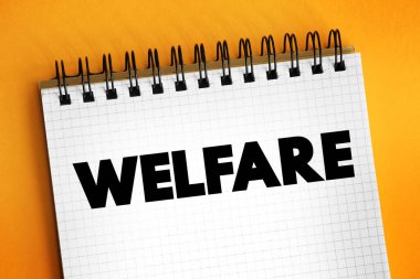 Welfare is a type of government support intended to ensure that members of a society can meet basic human needs, text concept background