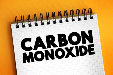 Karbon Monoksit - renksiz, son derece zehirli, kokusuz, tatsız, havadan biraz daha az yoğun olan yanıcı gaz, sunumlar ve raporlar için metin kavramı