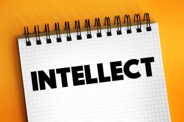 Entelektüel - muhakeme ve anlayış fakültesi tarafsız, özellikle soyut konularda, not defteri üzerinde metin kavramı