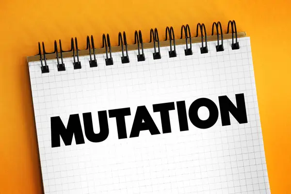 Mutation is a change in the DNA sequence of an organism, text concept on notepad