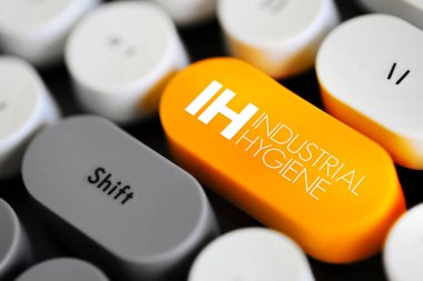 IH - Industrial Hygiene is a anticipation, recognition, evaluation, control, and confirmation of protection from hazards at work that may result in injury and illness, acronym text concept background