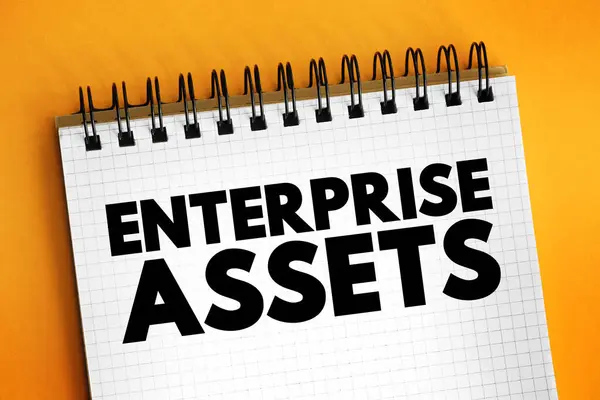 stock image Enterprise Assets - fixed assets like buildings, plants, machineries or moving assets like vehicles, ships, moving equipments, text concept on notepad