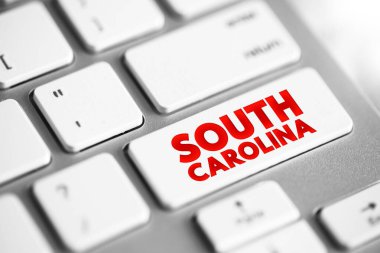 South Carolina is a state in the coastal Southeastern region of the United States, text concept button on keyboard