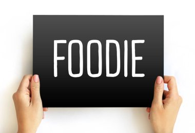 Foodie yemeklerle ilgilenen biri. Kartvizitteki metin konsepti.