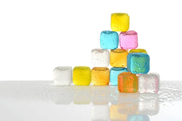 Cubos Gelo Plástico Reutilizáveis Multicoloridos — Fotografia de Stock