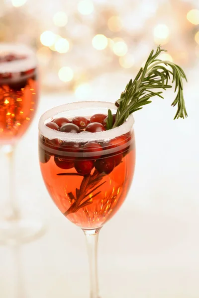 Champagne Aux Canneberges Noël Avec Cocktail Romarin — Photo