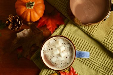 Yüksek açı, düşüş sıcak çikolata içeceği
