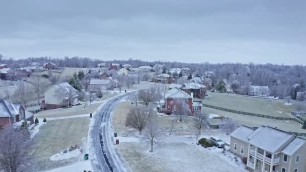 Images Aériennes Quartier Résidentiel Kentucky Central Après Une Tempête Verglas — Video