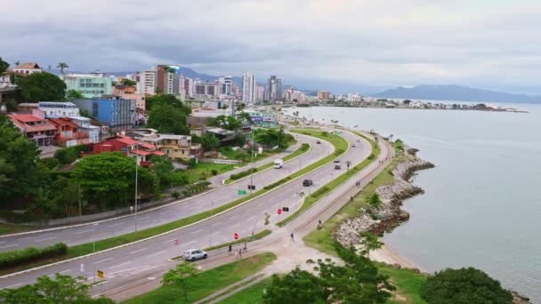 Utsikt Över Kusten Staden Sao Jose Santa Catarina Brasilien — Stockvideo