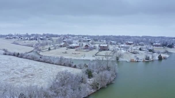 Luchtfoto Van Een Woonwijk Centraal Kentucky Een Ijsstorm — Stockvideo