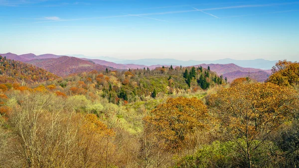 Vue Panoramique Des Montagnes Smoky Depuis Blue Ridge Parkway Caroline — Photo