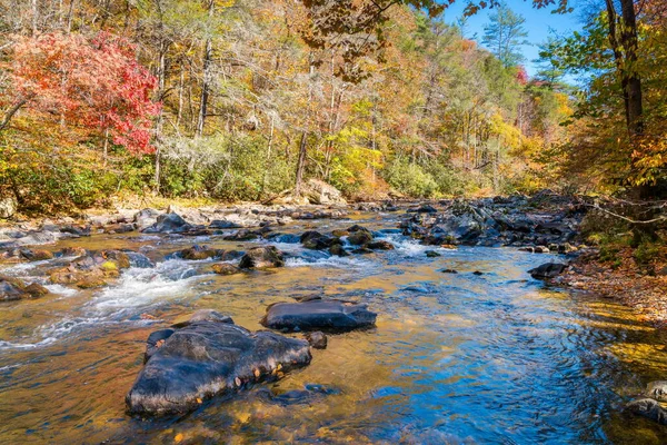 ノースカロライナ州のビッグローレルクリークの景色秋 — ストック写真