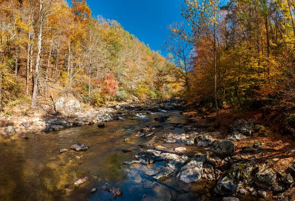 Vista Panoramica Big Laurel Creek North Carolina Autunno — Foto Stock