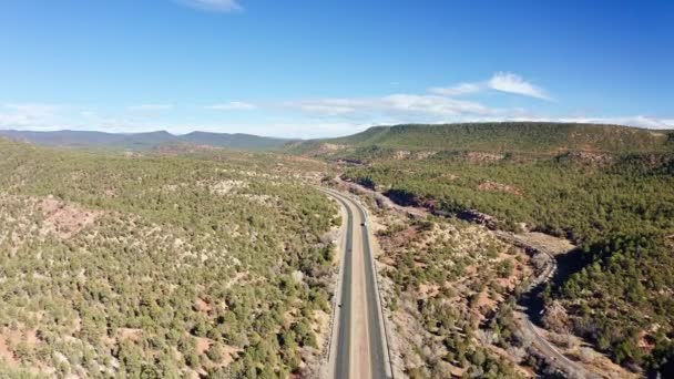 Vista Aérea Autopista Cerca Santa Nuevo México — Vídeos de Stock