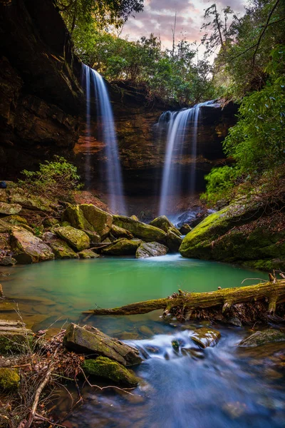 Scénický Pohled Pine Island Double Falls Daniel Boone National Forest — Stock fotografie