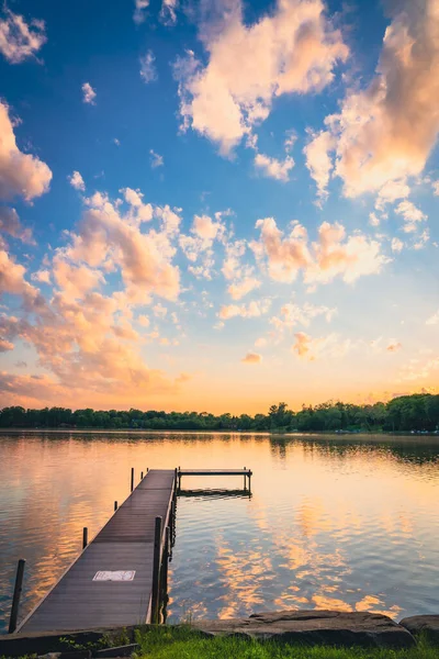 Spectaculaire Zonsondergang Boven Wing Lake Bloomfield Township Michigan — Stockfoto