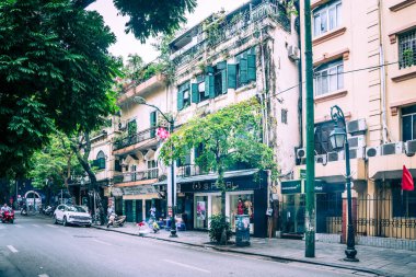 Hanoi, Vietnam, 15 Kasım 2022: Hanoi, Vietnam Fransız Mahallesi 'nin eski mimarisi