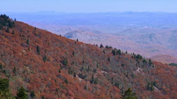 Vista Panorâmica Smoky Mountains Blue Ridge Parkway Carolina Norte Outono — Vídeo de Stock