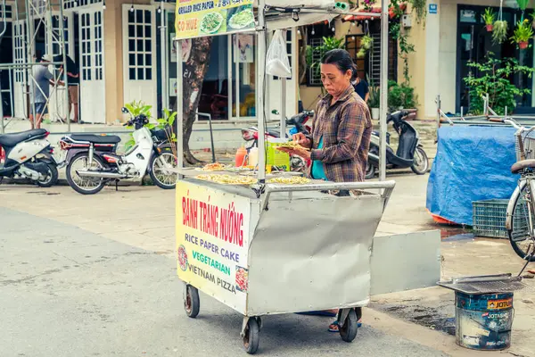 Hoi Vietnam Noviembre 2022 Carro Comida Mercado Callejero Ciudad Hoi Imagen De Stock