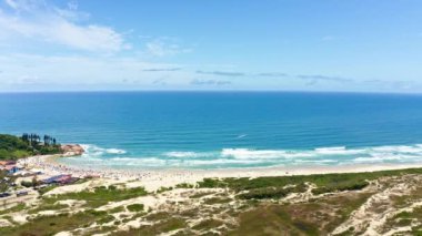 Florianopolis, Brezilya 'daki ekolojik kumul parkının havadan görünüşü