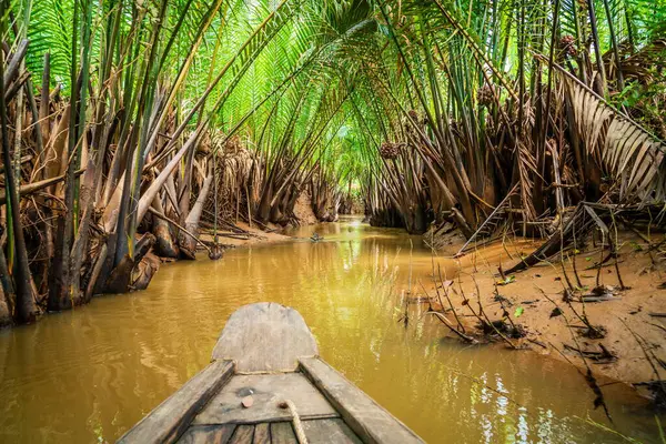 Reser Genom Kanaler Mekong Delta Södra Vietnam Stockfoto