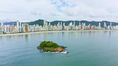 Aerial panoramic view of Balneario Camboriu skyline. Santa Catarina, Brazil