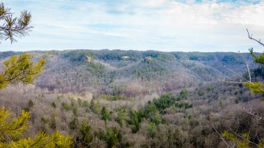 Kentucky 'de kışın Kızıl Nehir Vadisi oluşumlarının manzarası