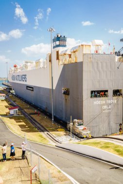 February 28, 2024, Panama City, Panama: Ships are going through Miraflores Locks on the Panama Canal