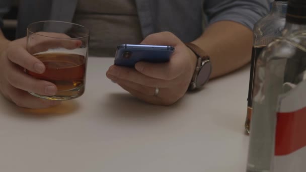 Alcoolisme Dépendance Alcool Concept Humain Alcool Vie Alcoolisé Masculin Maison — Video