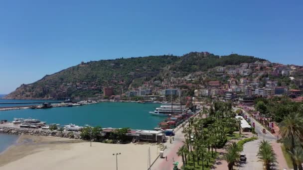 Alanya Embankment Taken Drone Travel Destination Concept High Quality Footage — Stock Video