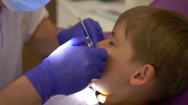 Bebek Ağzını Muayene Eden Bir Dişçi Yüksek Kalite Görüntü — Stok video