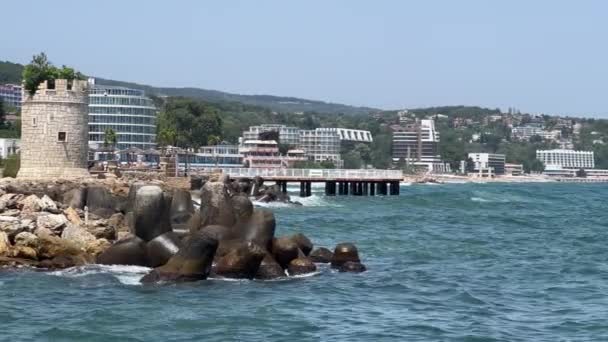 Παραλία Αγίου Κωνσταντίνου Και Έλενας Κοντά Στη Βάρνα Βουλγαρία — Αρχείο Βίντεο