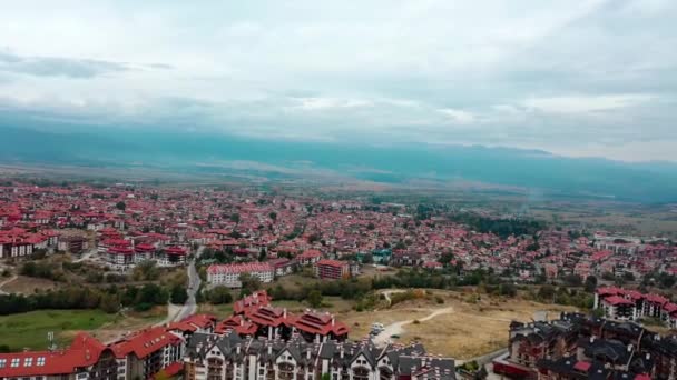 Légi Kilátás Híres Sípálya Bansko Blagoevgrad Régió Bulgária — Stock videók