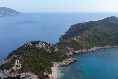 Panorama of Porto Timoni beach at Greek island Corfu clipart