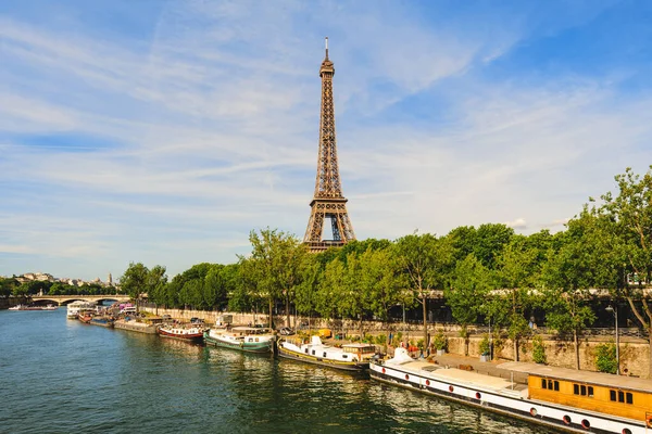 Torre Eiffel Orilla Izquierda Del Río Sena París Francia — Foto de Stock