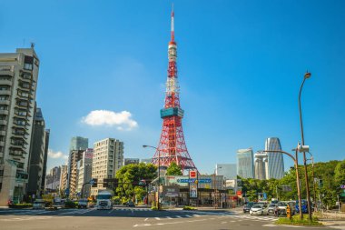 13 Haziran 2019: Tokyo Kulesi, Japonya, Tokyo, Minato 'nun Shiba koen bölgesinde bir iletişim ve gözlem kulesi. 1958 'de inşa edilen bina Japonya' nın en uzun ikinci yapısıdır ve 332.9 metredir..