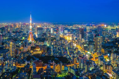 Tokyo şehrinin gece manzarası, Japonya