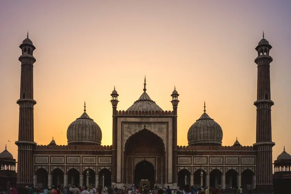 Masjid Jehan Numa Más Néven Jama Masjid Delhiben Indiában Éjszaka — Stock Fotó