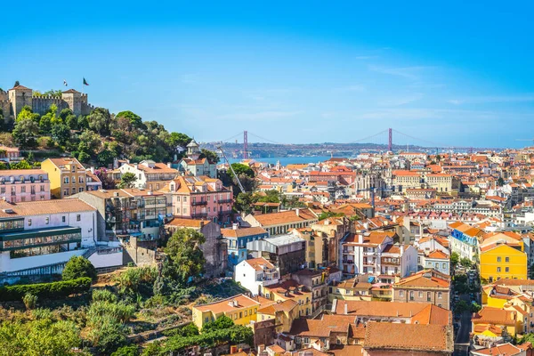 Skyline Von Lissabon Und Schloss Saint George — Stockfoto