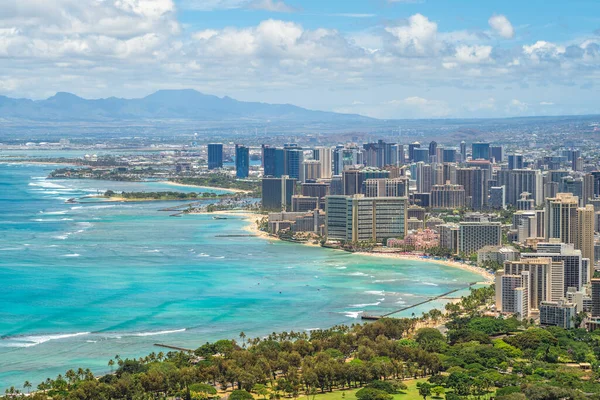 Vista Sobre Honolulu Diamante Cabeça Montanha Oahu Havaí Eua — Fotografia de Stock