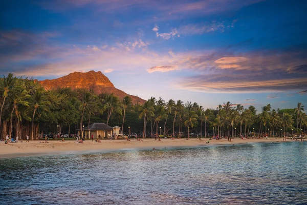 Scenery Waikiki Beach Diamond Head Mountain Oahu Island Hawaii — Stock Photo, Image