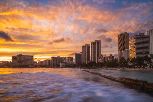 Landschaft Von Honolulu Strand Von Waikiki Auf Der Insel Oahu — Stockfoto