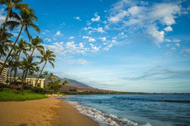 Maui Adası, Hawaii 'deki Kaanapali Sahili manzarası