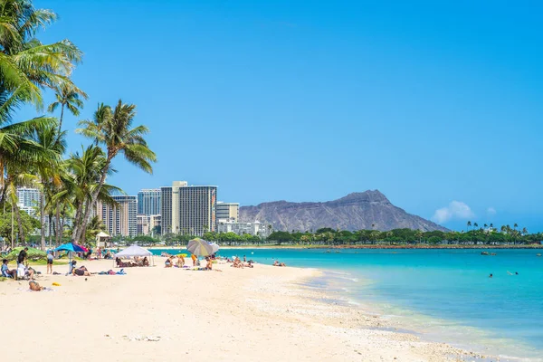 Oahu Adası, Hawaii 'deki Honolulu manzarası.