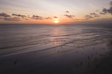 Aerial view of kuta beach at Badung Regency, southern Bali, Indonesia.